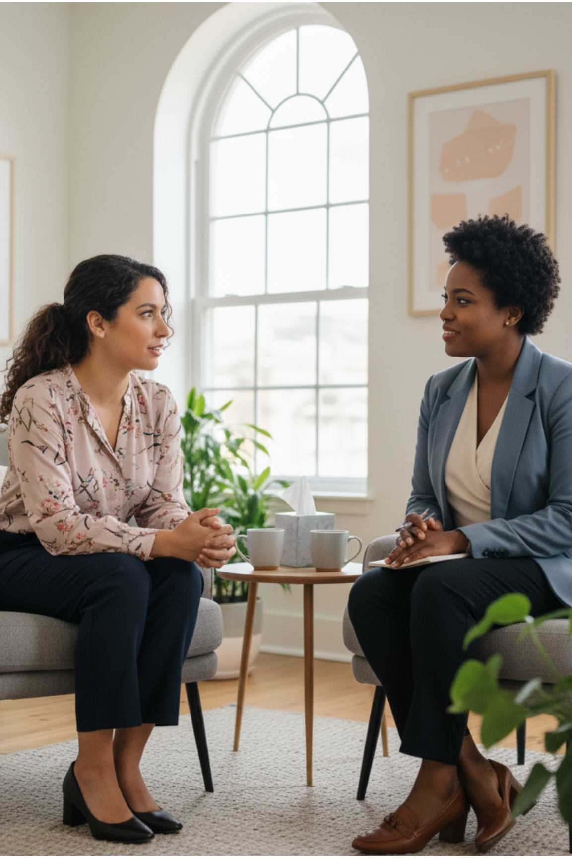 woman talking with her therapist
